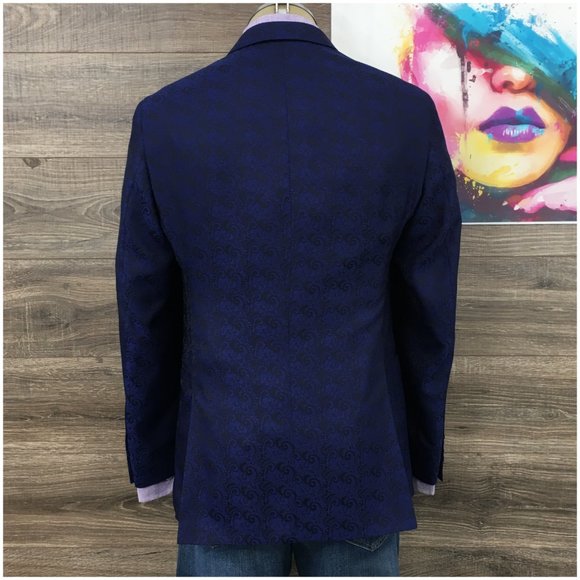 Egara Mens Tuxedo‎ Blazer Sport Coat Two Button Dinner Jacket 40L Casual Suits - Picture 6 of 13